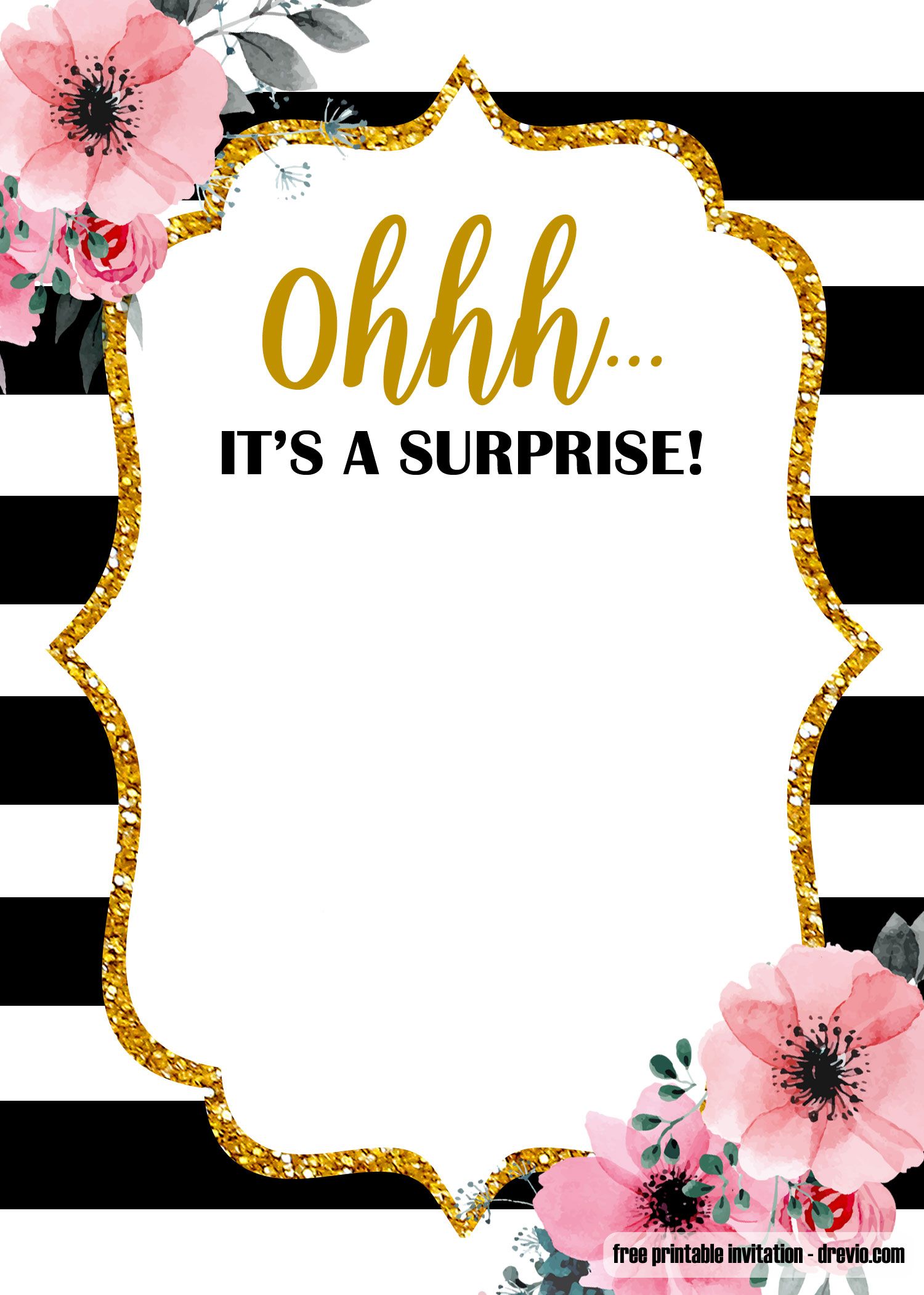 Free Printable Surprise Party Birthday Invitation Templates Free Invitat Surprise Party Invitations Surprise Birthday Party Invitations Party Invite Template
