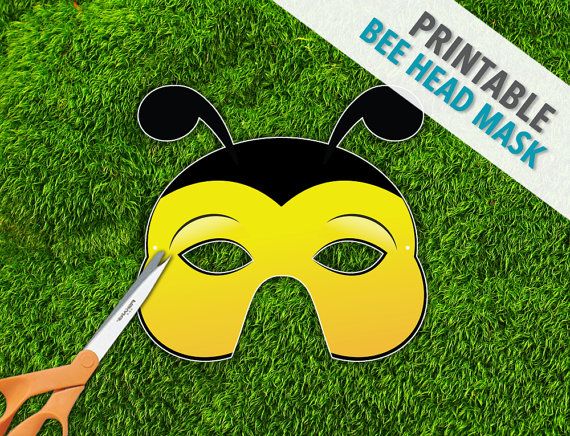 Bumble Bee Head Printable Cute Bug Insect Halloween Party Fun Etsy Photo Mask Bee Printables Bee