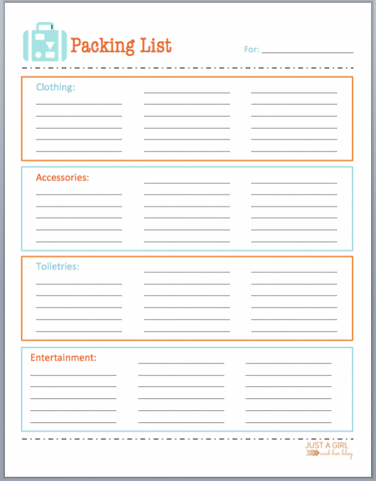 Free Printable Packing List For Organized Travel Camping Packing List Travel Packing List Printable Printable Packing List