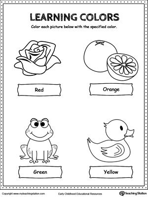 Learning Colors Red Green Yellow And Orange Learning Colors Kindergarten Colors Color Worksheets