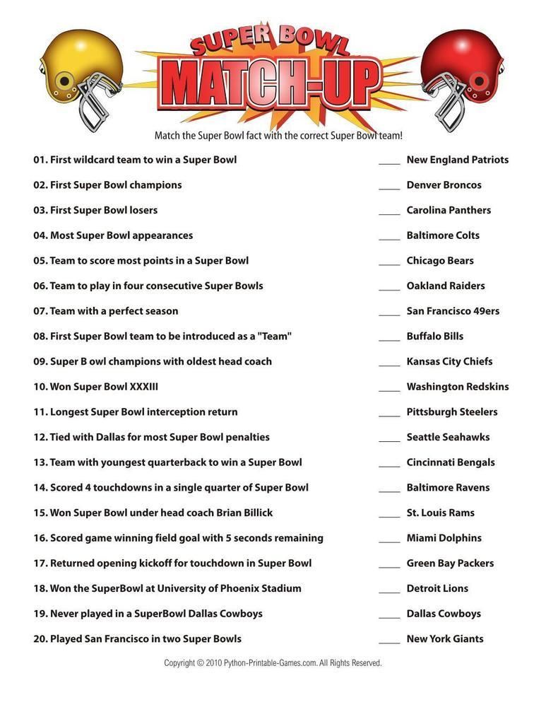 Pin On Super Bowl Printable Games