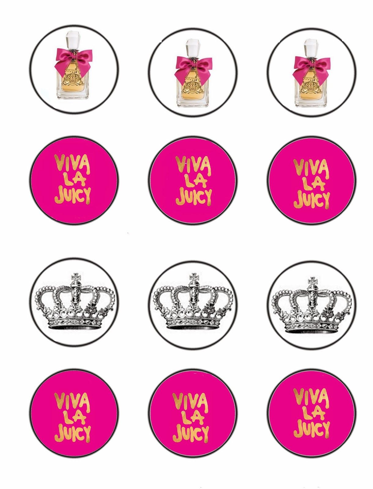 Free Printable Juicy Couture Cupcake Toppers Juicy Couture Bottle Cap Images Baby First Birthday