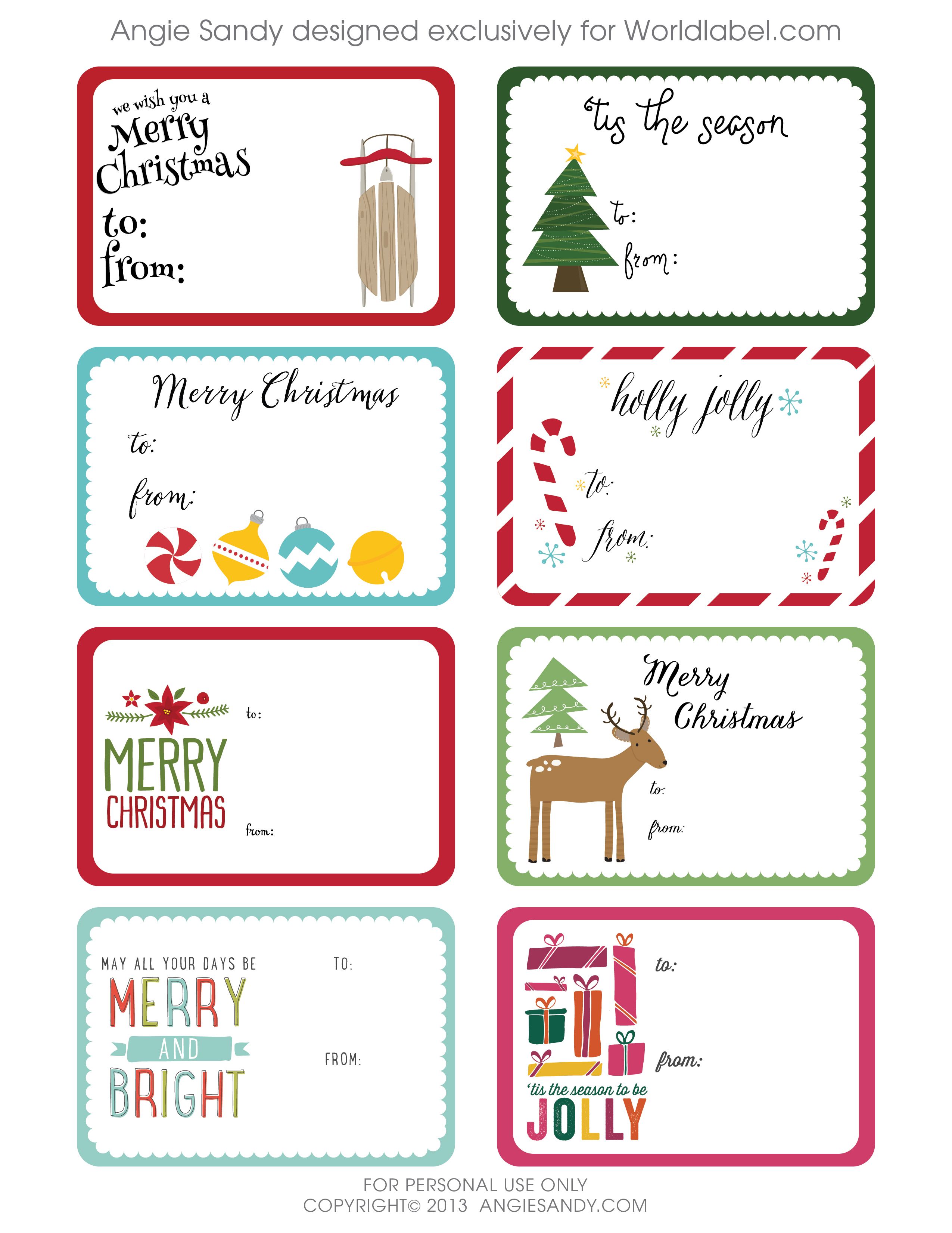 World Label Exclusive Christmas Gift Tag Printable Angie Sandy Art Licensing Design Printable Christmas Labels Templates Christmas Gift Tags Printable Free Printable Christmas Labels Templates