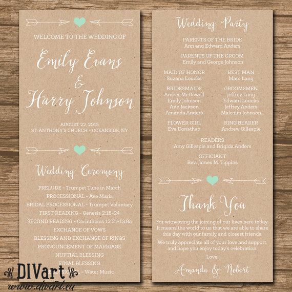 Rustic Wedding Program Ceremony Program Printable Files Rustic Wedding Garden Wedding Rustic Wedding Programs Wedding Ceremony Programs Wedding Programs