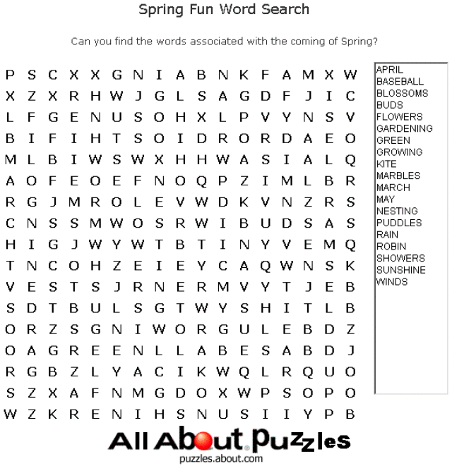 Free Printable Word Searches For Kids Spring Words Spring Word Search Word Find