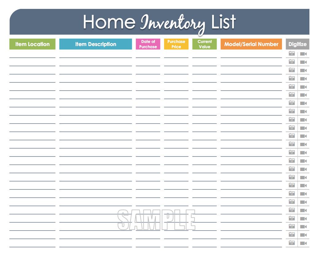 Home Inventory Organizing Printable Fillable Household Etsy In 2021 Inventory Organization Household Management Home Inventory