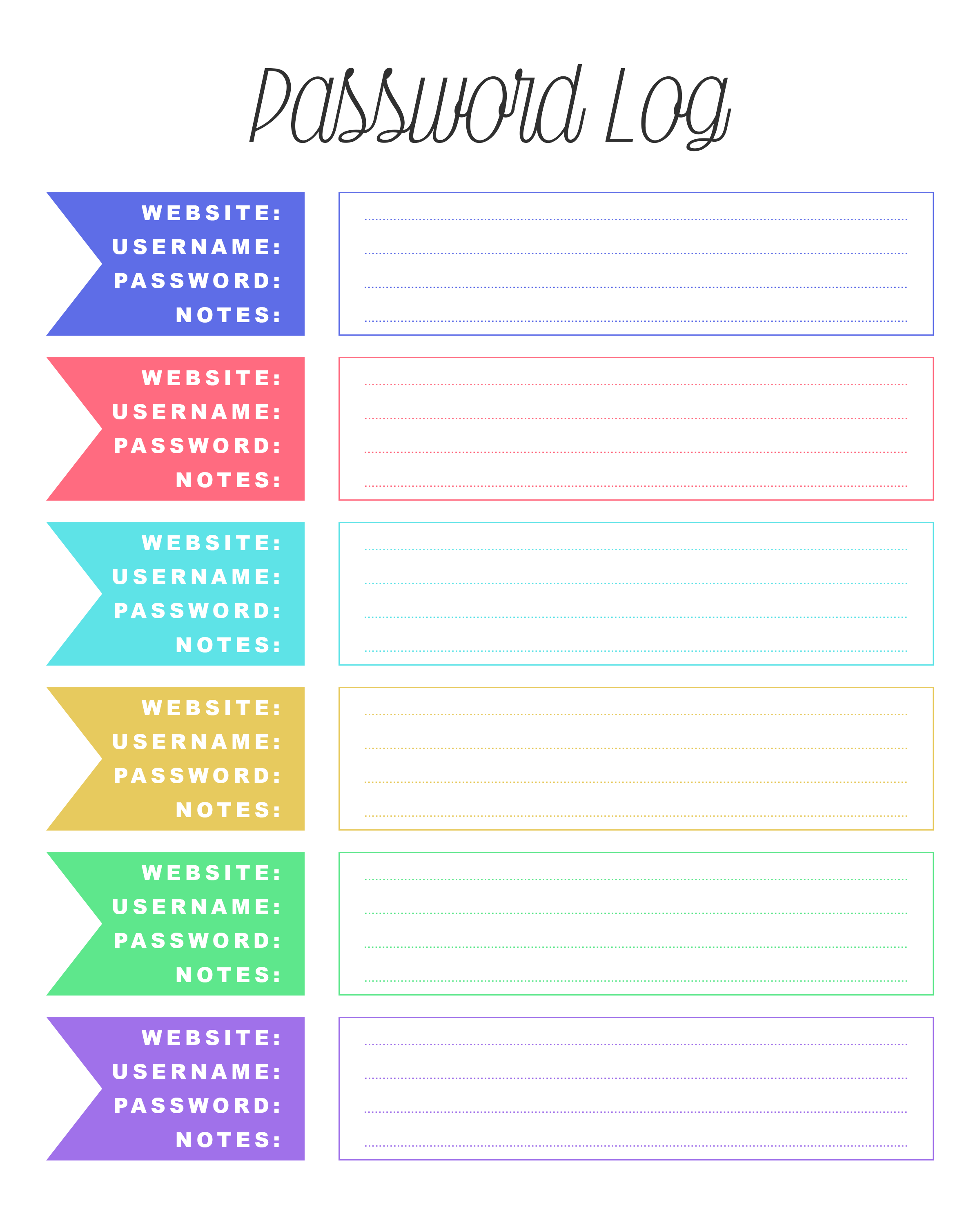 Free Printable Password Log In The Cottage Market Printable Password Log Password Printable Free Password