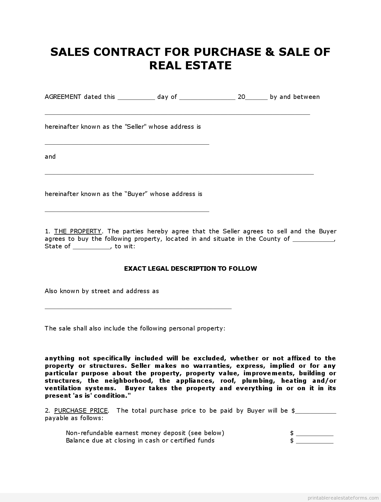 Free Printable Land Contract Forms Word File Real Estate Forms Real Estate Contract Real Estate Templates