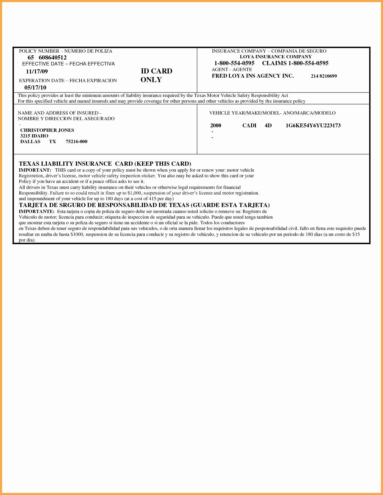 Proof Of Auto Insurance Template Free Beautiful Fake Document Id Card Template Card Template Business Card Template Word