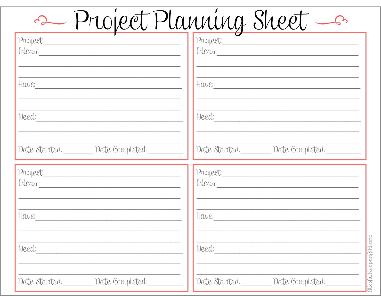 Blissful Keeper At Home Free Project Planning Sheet Project Planner Printable Project Planner Template Project Planner