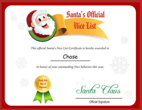 Nice List Certificate Free Letters From Santa Santa Letter Template Free Printable Santa Letters
