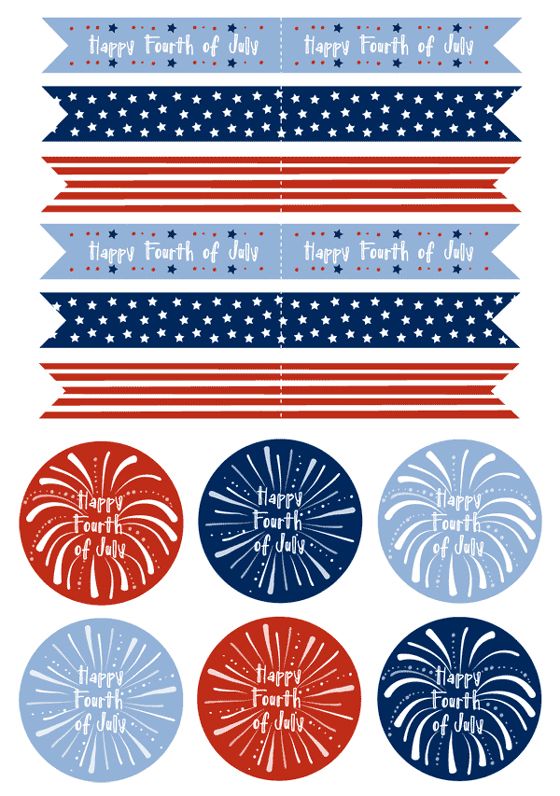 These Free Fun Fourth Of July 4th Printables Make Perfect Cupcake Toppers Just Use Avery Full Sheet Labels To P 4th Of July Fourth Of July 4th Of July Party