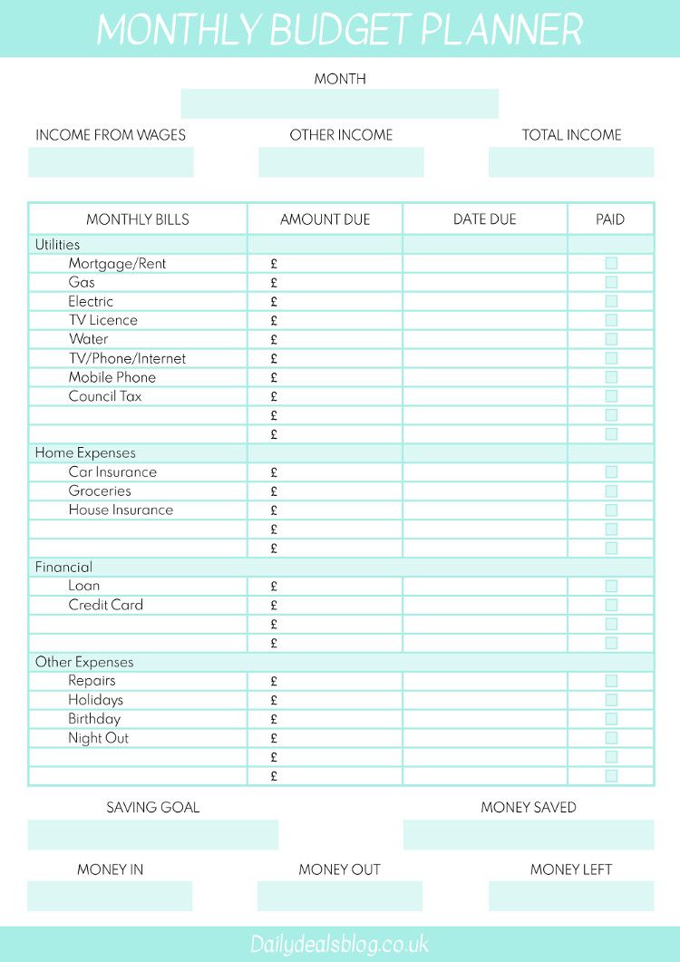 Free Monthly Budget Planner Template Budget Planner Budget Planner Template Monthly Budget Planner