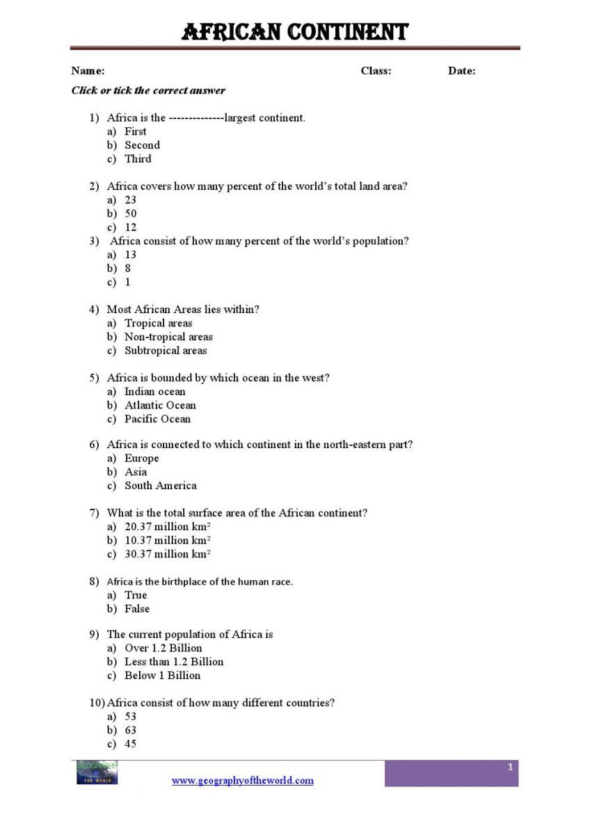 Africa Continent Printable Worksheet Geography Worksheets Teacher Worksheets Super Teacher Worksheets