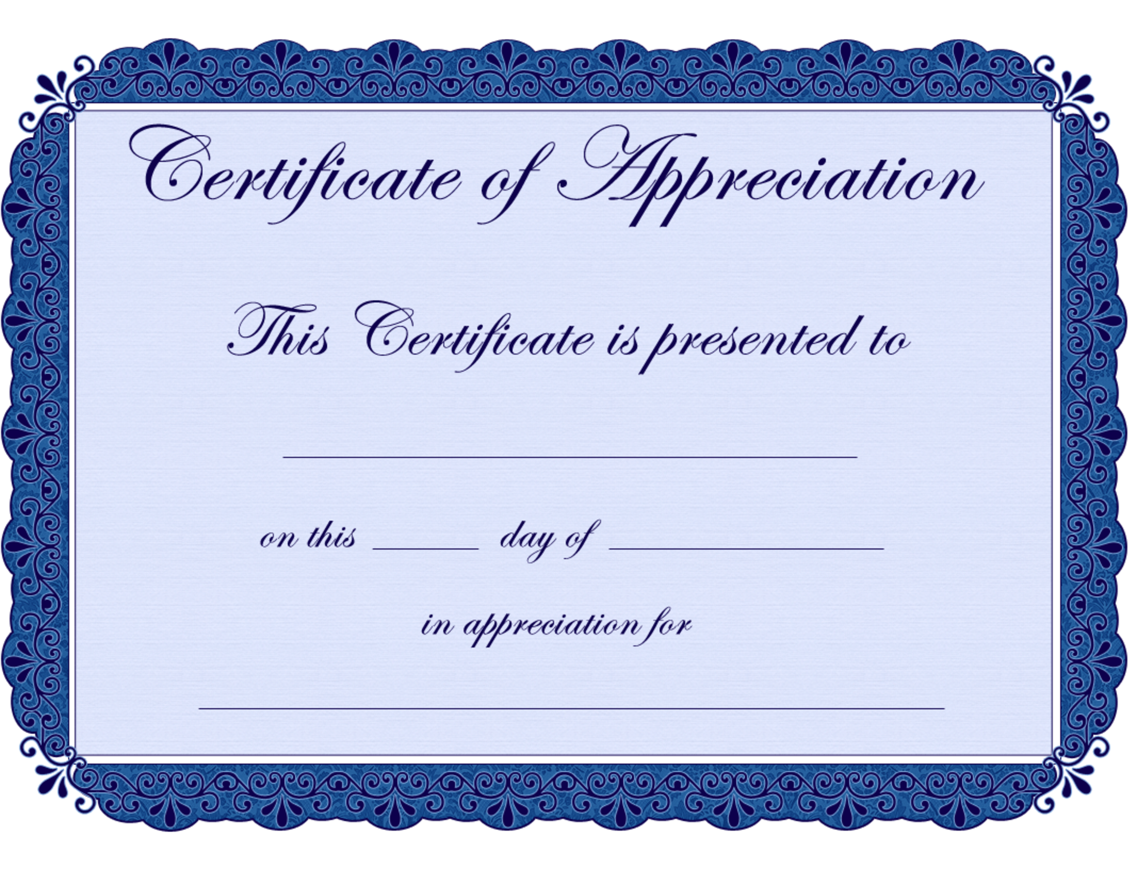 Appreciation Certificate Template Free Printable Certificates Free Certificate Templates Certificate Of Recognition Template