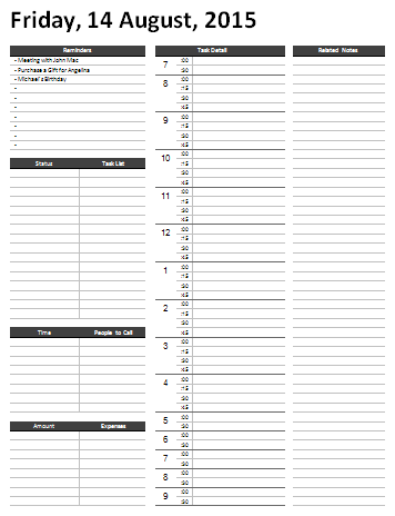 Printable Microsoft Word Daily Hourly Planner Template Day Planner Template Daily Planner Template Daily Calendar Template
