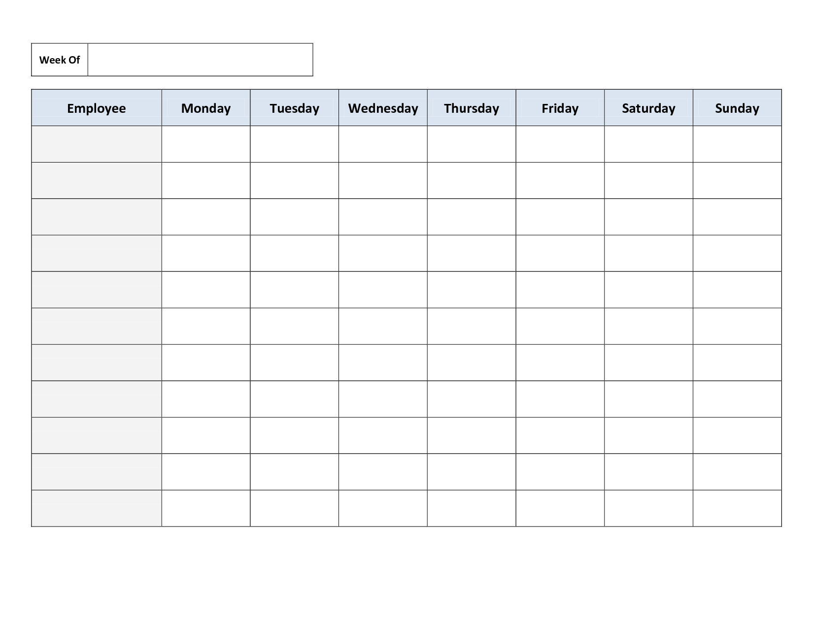 Blank Weekly Work Schedule Template Cleaning Schedule Templates Timetable Template Daily Schedule Template