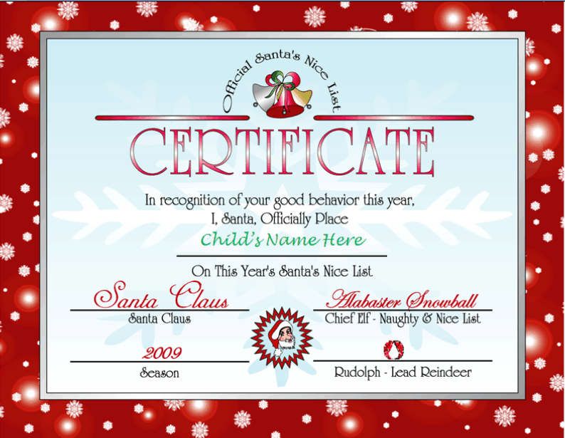 Printable Letter From Santa And Nice List Certificate Other Files Patterns And Templates Nice List Certificate Christmas Gift Certificate Template Christmas Letter Template
