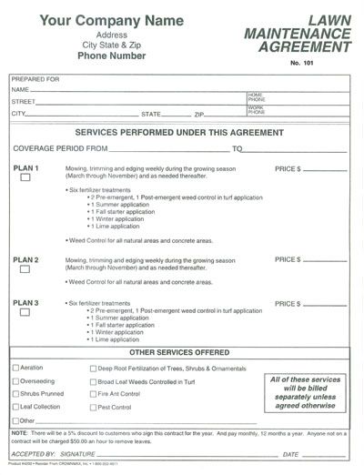 Lawn Maintenance Agreement 3 Part 4203 Crownmax Lawn Maintenance Contract Agreement Lawn Service Lawn Care Business Landscape Maintenance