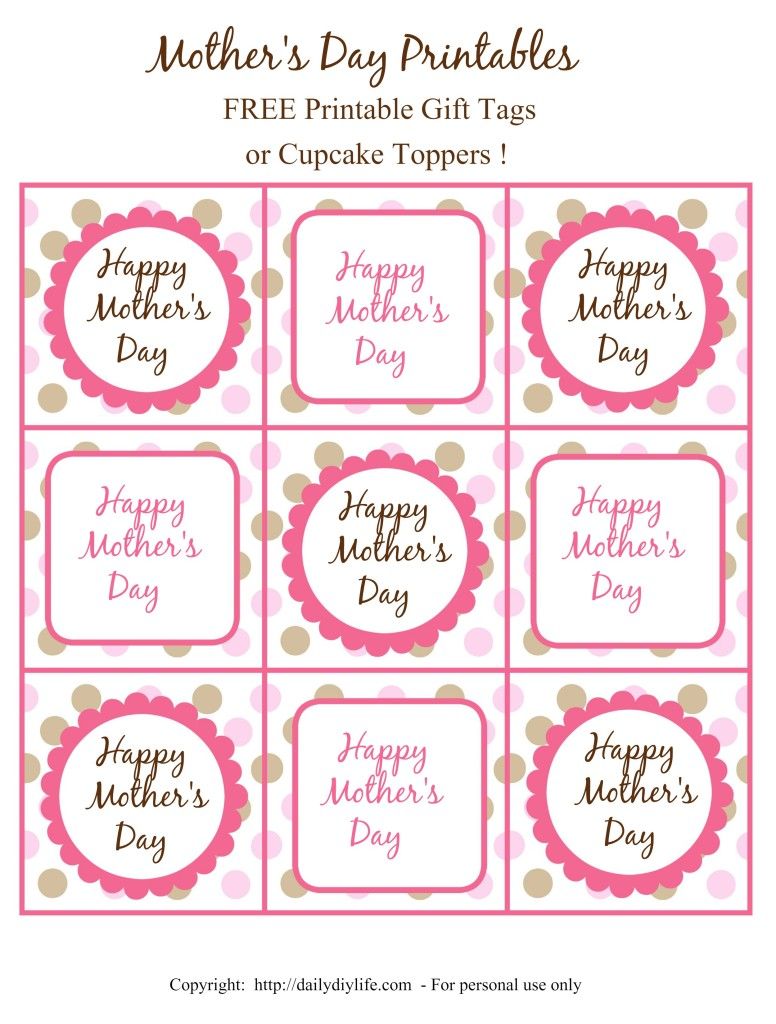 Mother S Day Free Printable Gift Tags Or Cupcake Toppers Free Printable Gift Tags Gift Tags Printable Free Printable Gifts