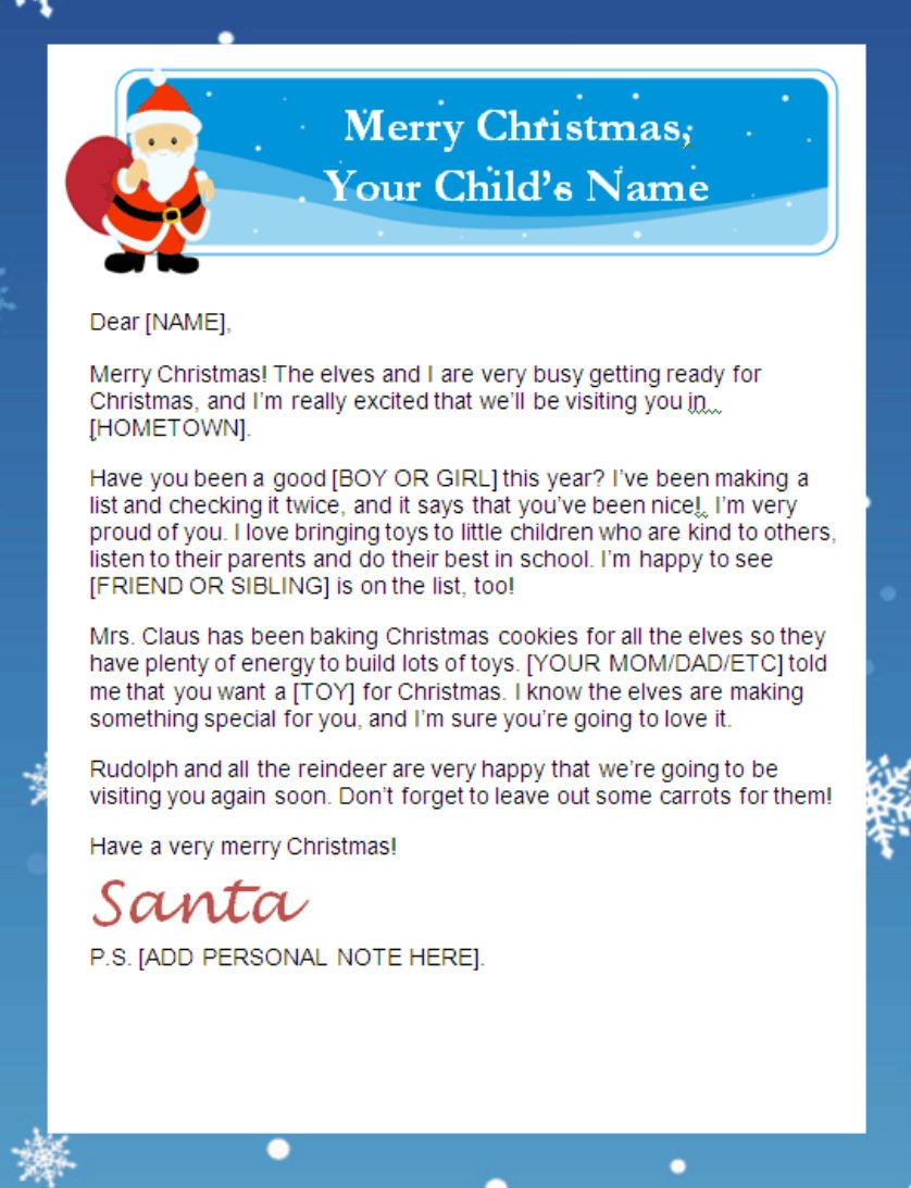 Letter From Santa Templates Free Printable Santa Letters Personalized Printab Free Printable Santa Letters Christmas Letter Template Santa Letter Template