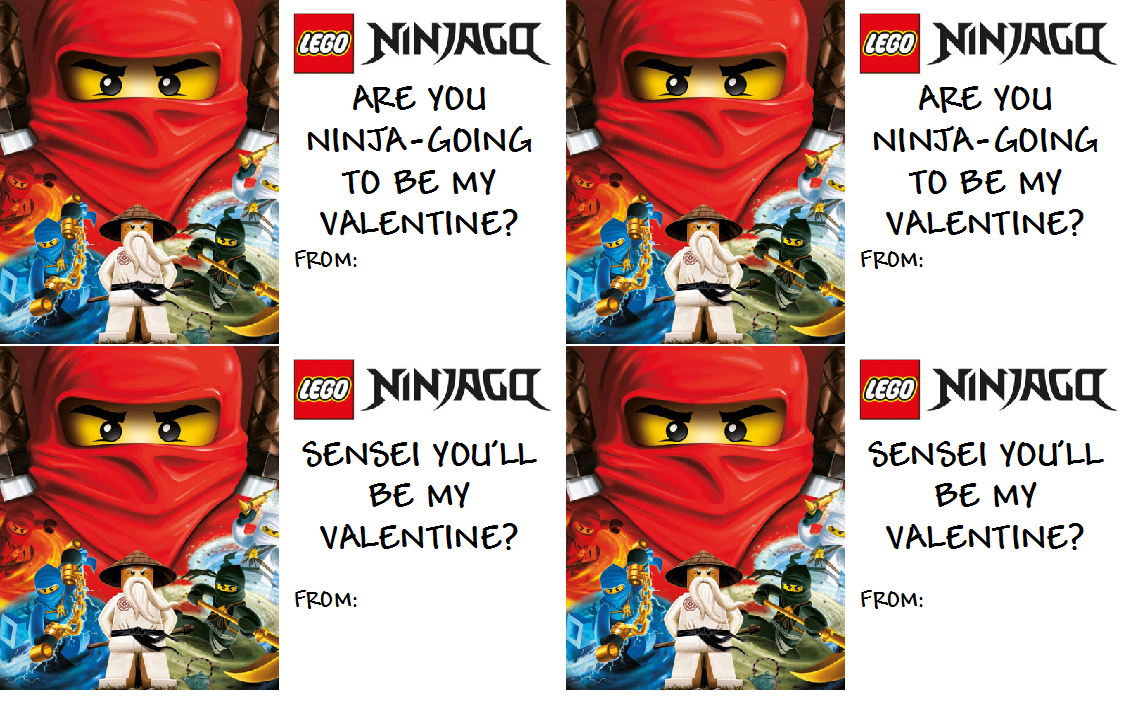 Lego Ninjago Valentines Free Printable Ninjago Valentines Valentines For Kids Valentines Treat Bags