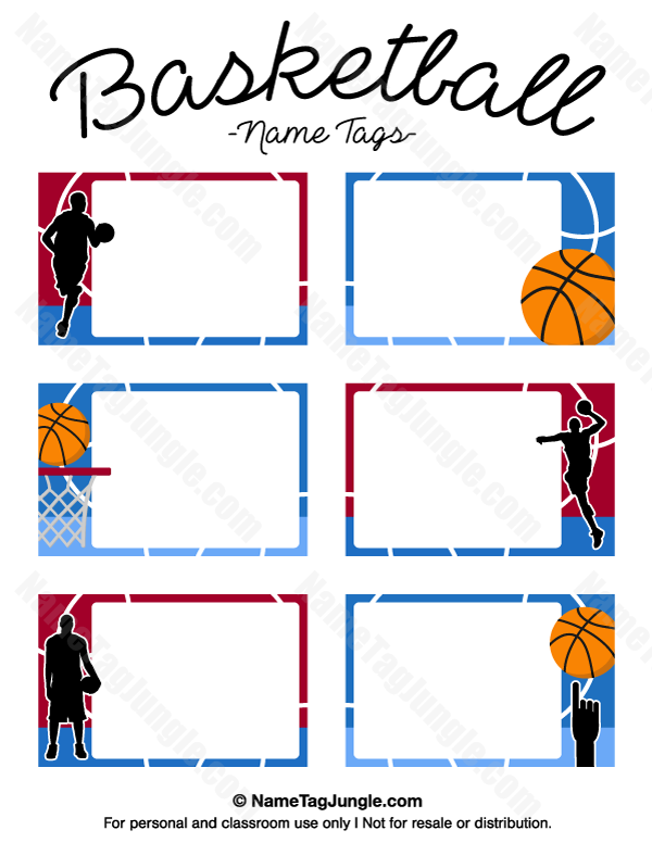 Printable Basketball Name Tags Name Tag Templates Name Tags Basketball Theme