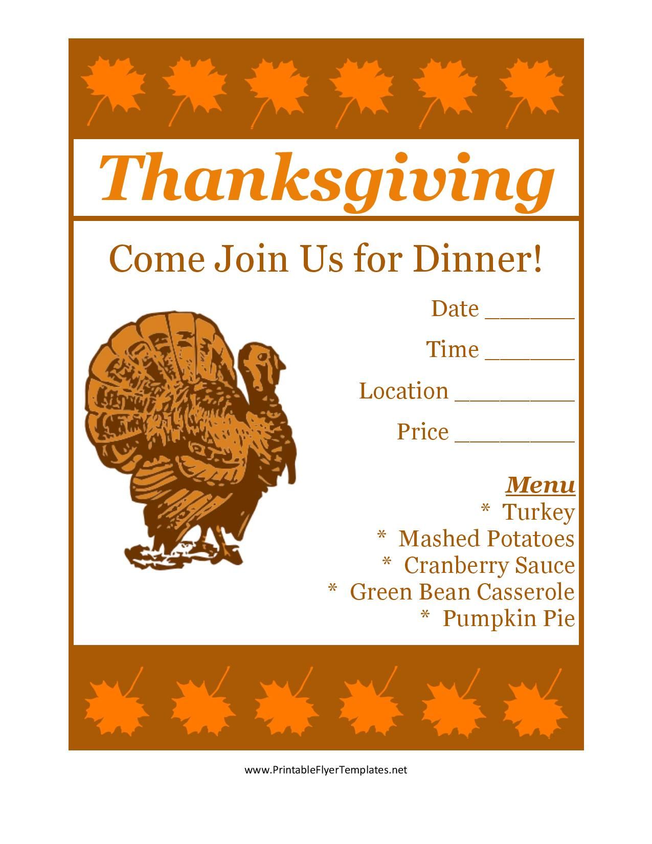 Free Printable Thanksgiving Flyer Invintation Template Newsletter Template Free Templates Printable Free Flyer Template