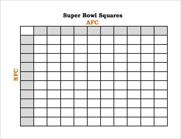 Football Squares Template Excel Football Squares Template Superbowl Squares Football Squares