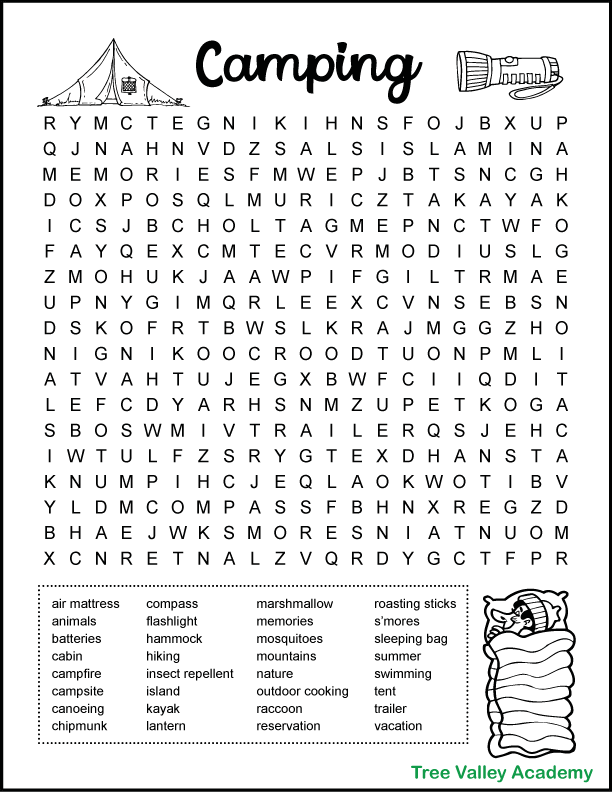 Difficult Camping Word Search Word Puzzles For Kids Free Printable Word Searches Kids Word Search