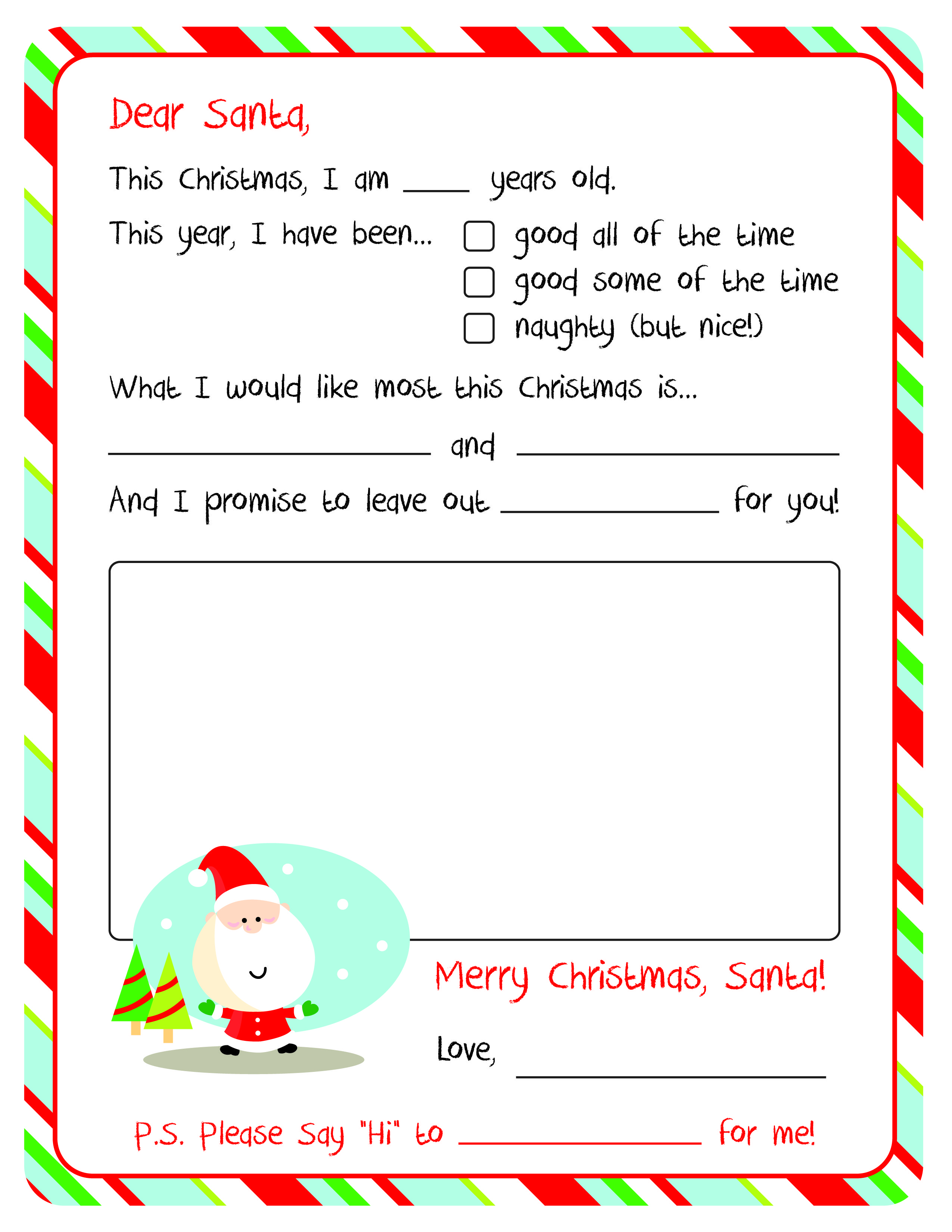 Letter To Santa Free Printable Christmas Letter Template Santa Letter Template Christmas Lettering