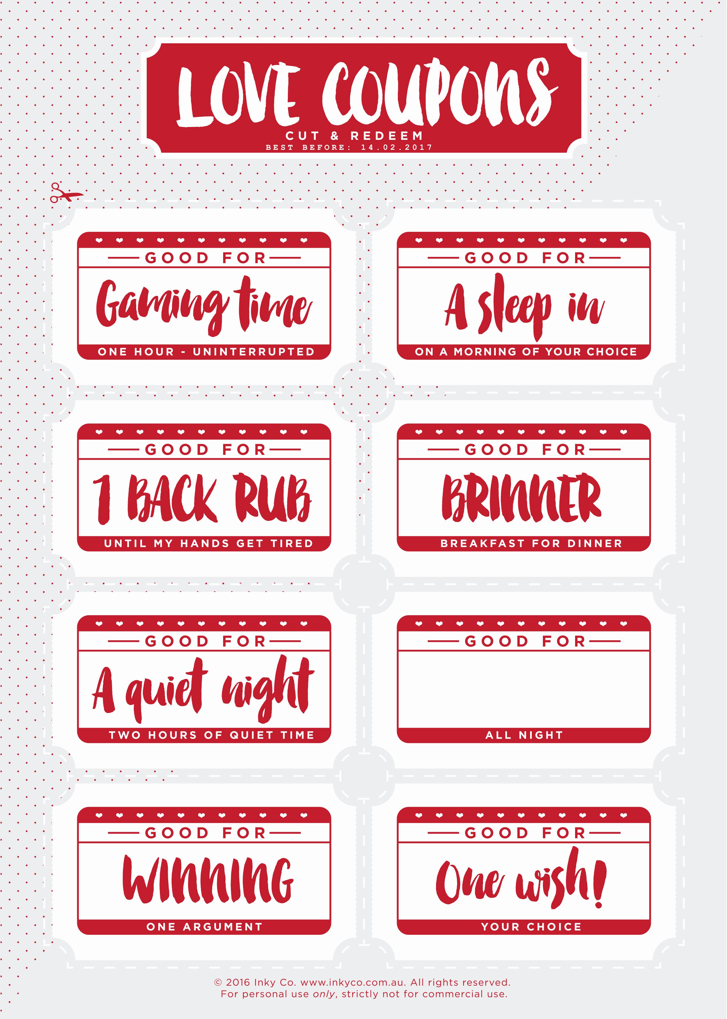 Printable Love Coupons Template