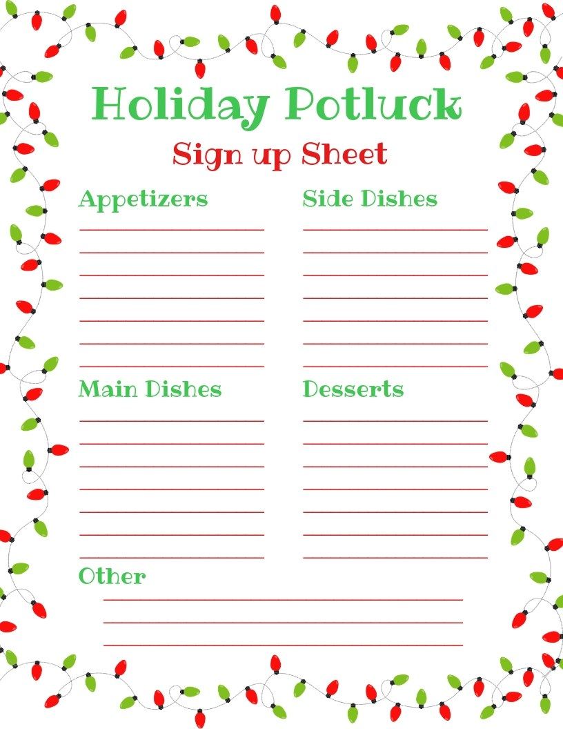 Holiday Potluck Sign Up Sheet Just What We Eat Sign Up Sheets Christmas Potluck Holiday Party Sign