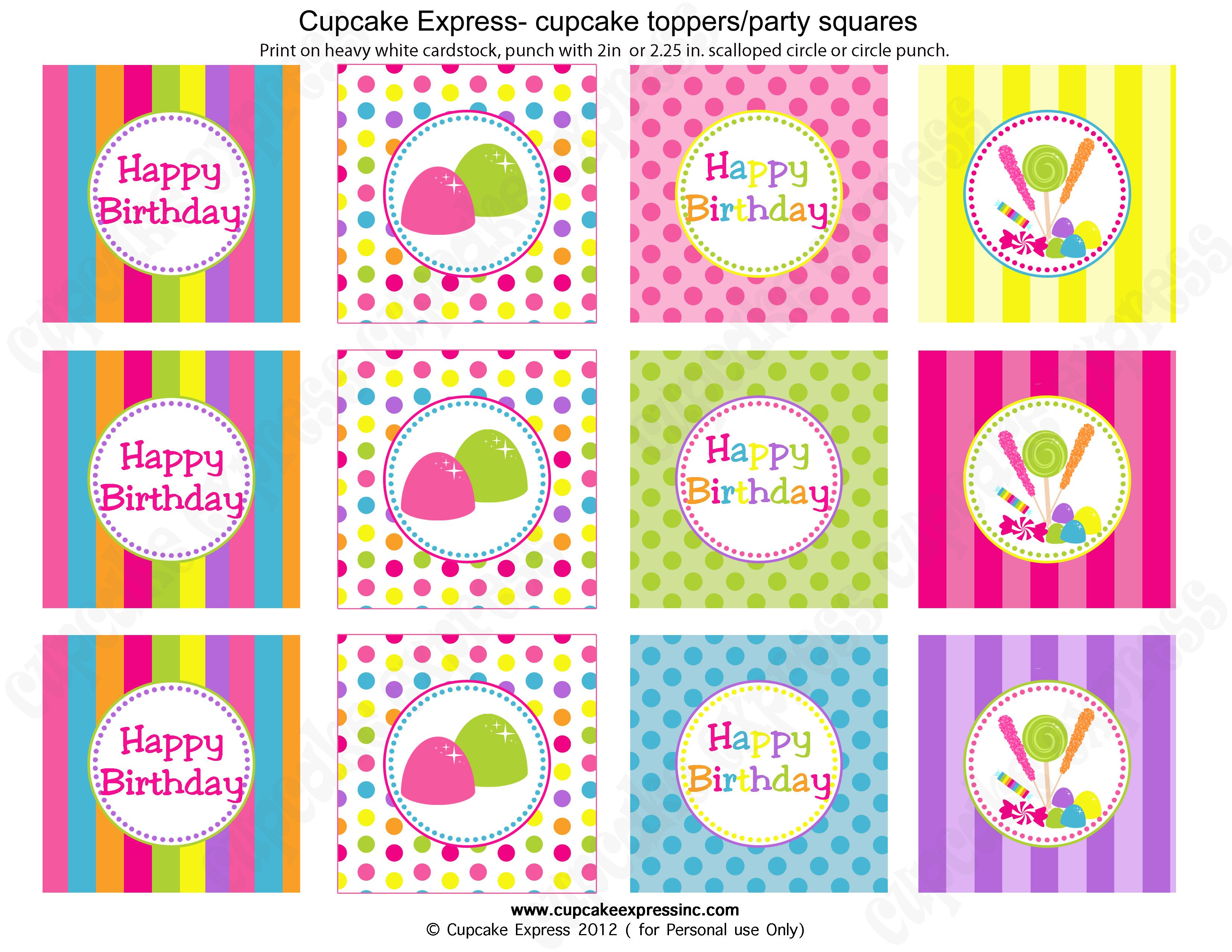Cupcake Toppers Free Free Candy Candy Party