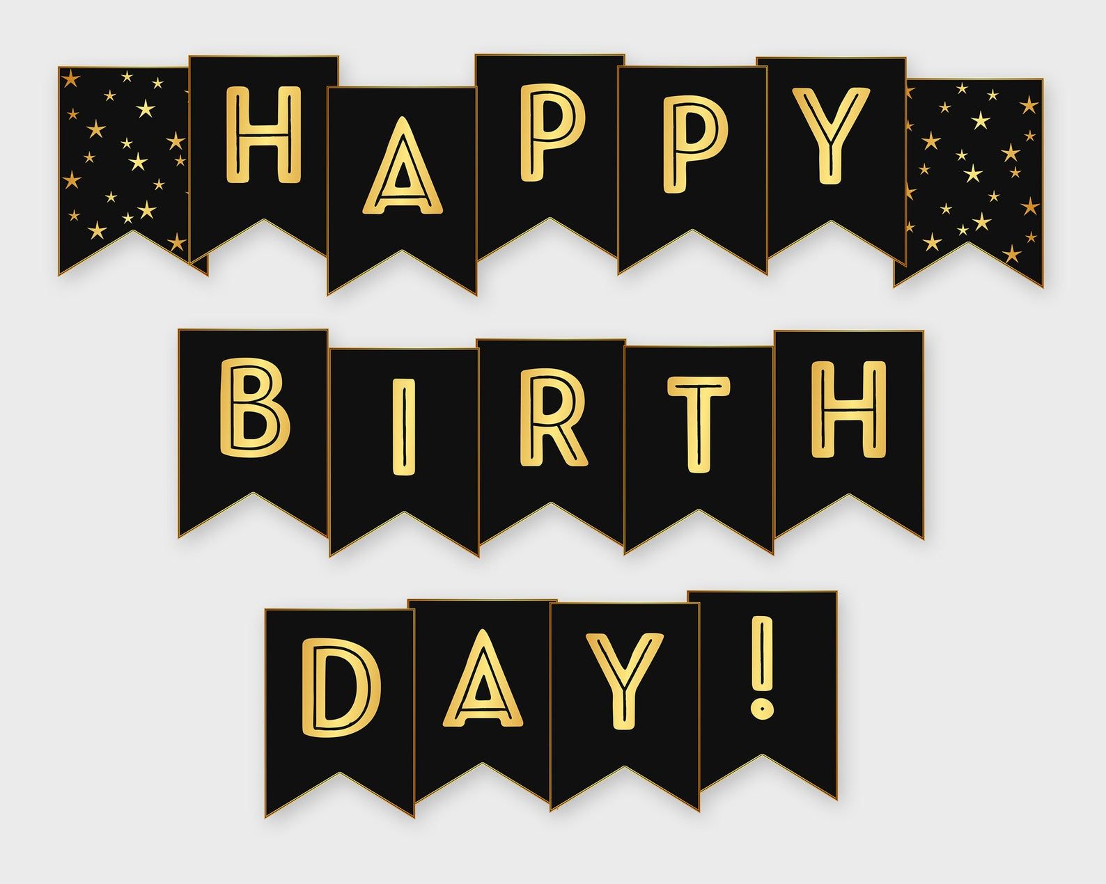 Happy Birthday Printable Banner Black Gold Birthday Party Etsy Happy Birthday Printable Happy Birthday Banner Printable Birthday Banner Free Printable