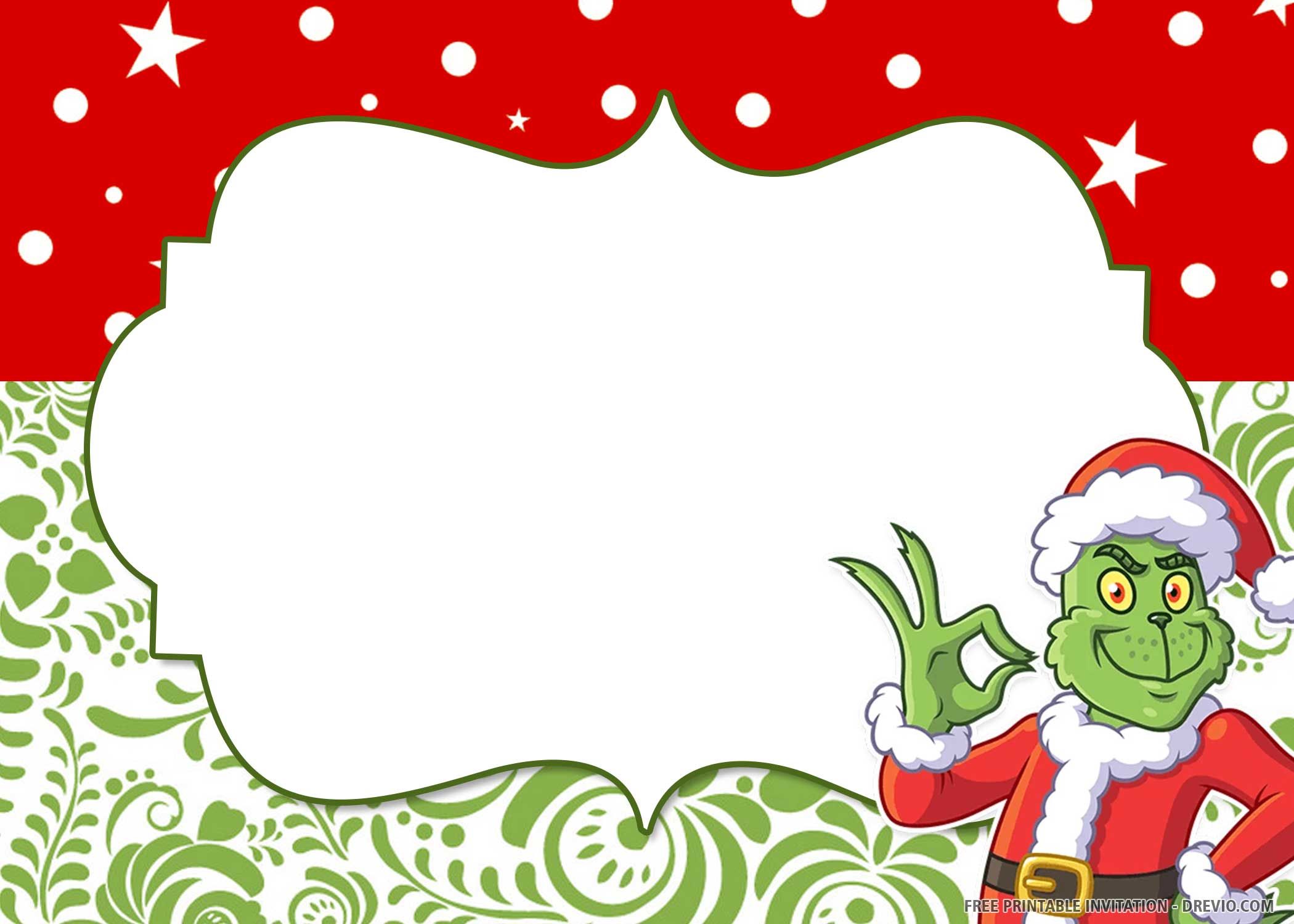Free Printable Grinch Birthday Invitation Templates Christmas Invitations Template Free Christmas Printables Christmas Tags Printable