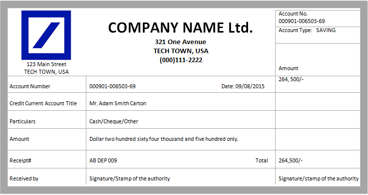 Ms Word Cash Deposit Receipt Template Receipt Template Words Invoice Template