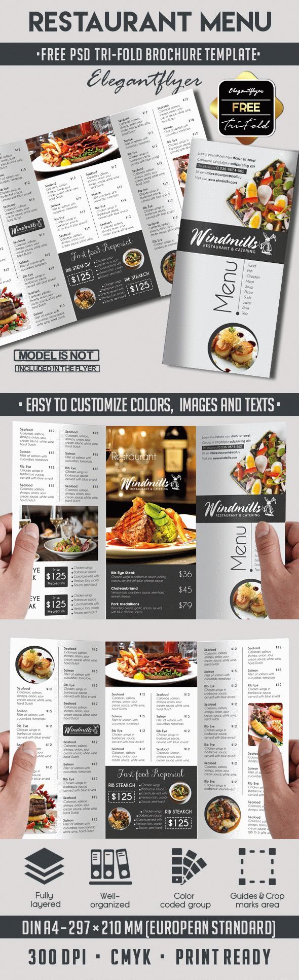 Restaurant Menu Free Psd Tri Fold Psd Brochure Template By Elegantflyer Restaurant Menu Design Menu Restaurant Restaurant Menu Template