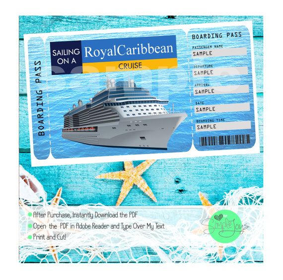 Royal Caribbean Cruise Printable Ticket Boarding Pass Etsy Cruise Tickets Carnival Cruise Printable Tickets