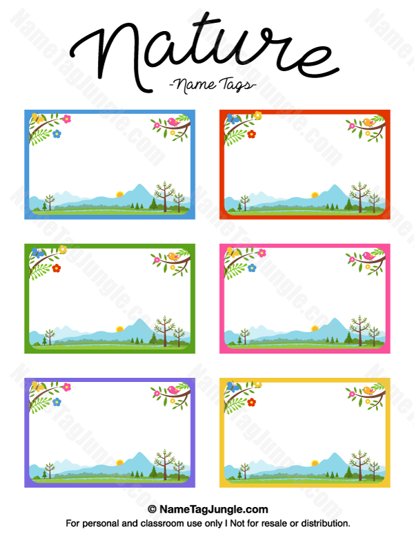 Free Printable Nature Name Tags The Template Can Also Be Used For Creating Items Like Labels And Place Cards Downlo Name Tag Templates Name Tags Nature Names