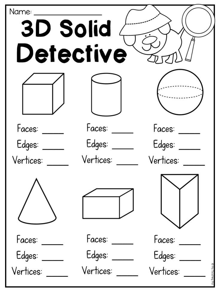 3d Solid Detective Worksheet For Students To Count Faces Edges And Vertices This Packe Shapes Worksheet Kindergarten Geometry Worksheets Shapes Kindergarten