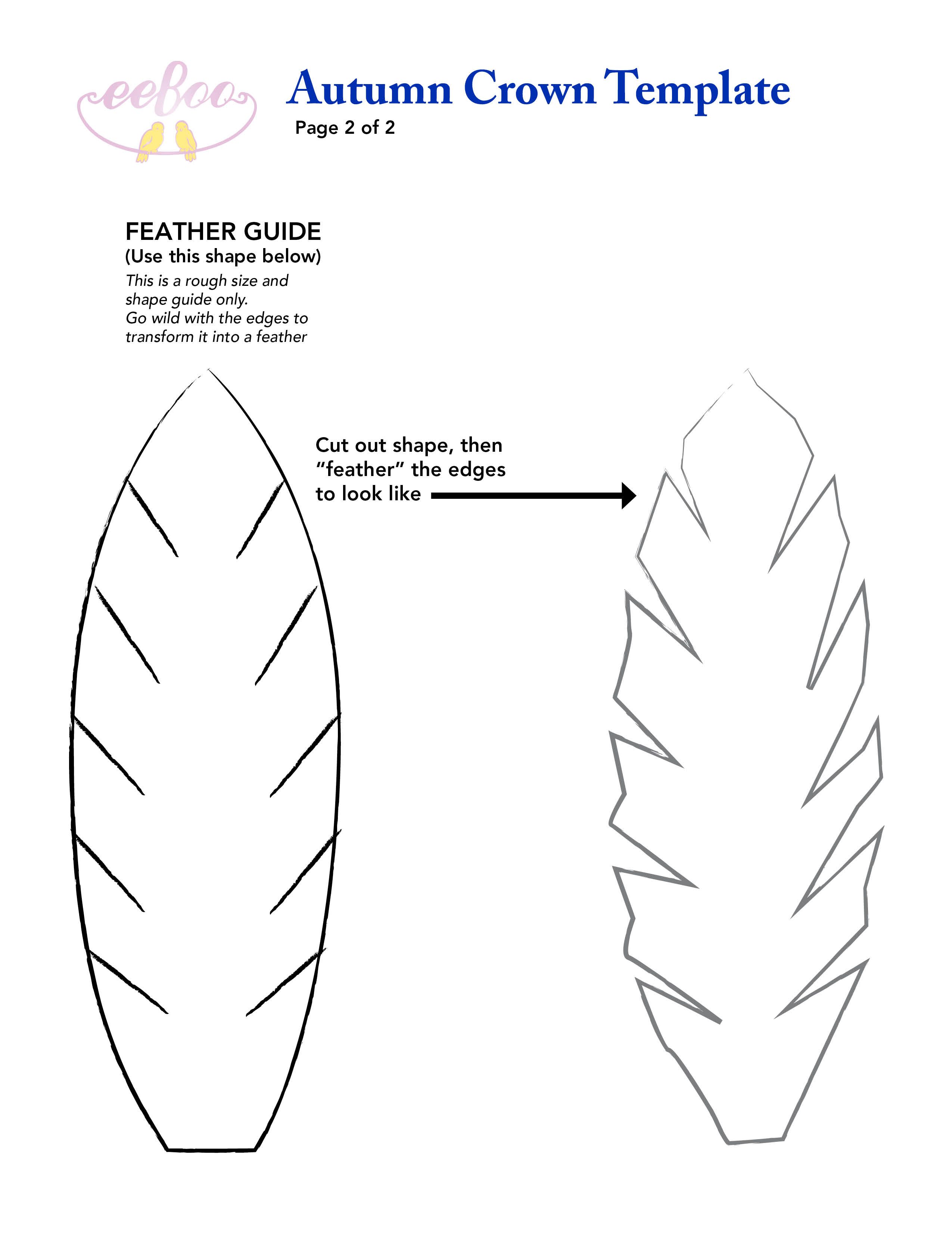 Pin By Eeboo On Be Crafty With Eeboo Feather Template Felt Diy Felt Crown