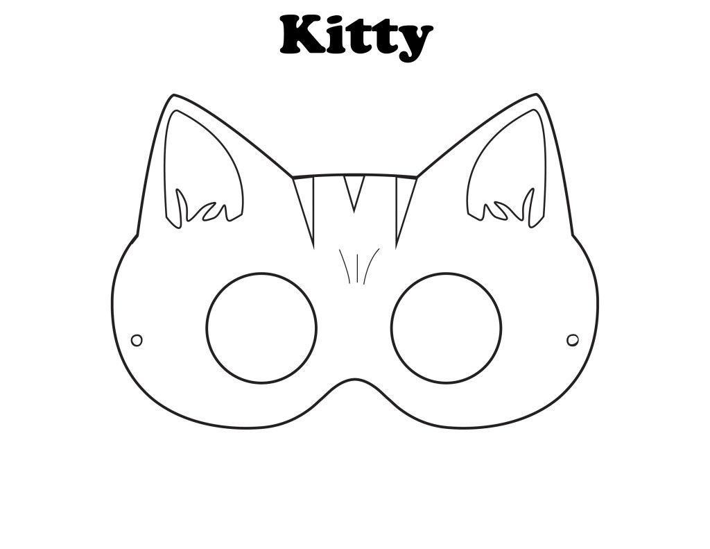 Free Printable Halloween Kitty Mask Color It Yourself Halloween Mask Craft Printable Animal Masks Animal Mask Templates