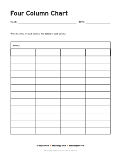 Coulum Chart Brainpop Community Spreadsheet Template Templates Printable Free English Lesson Plans
