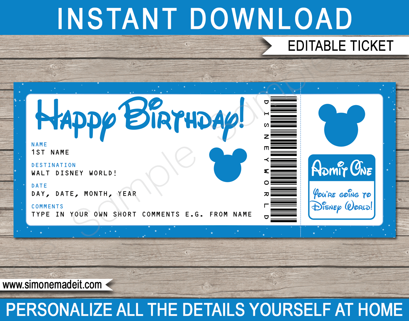 Birthday Surprise Trip To Walt Disney World Ticket Template Disney Trip Reveal Disney Uberraschung Disney Reise Disney World