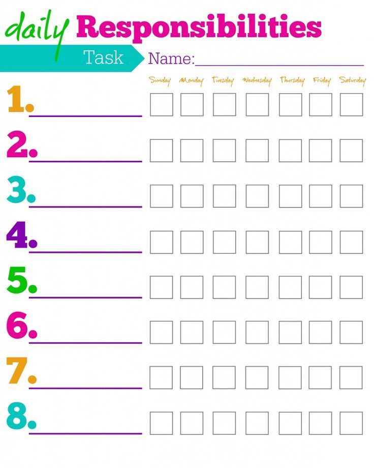 Daily Responsibilities Chart For Kids Free Printable To Help Motivate Your Kids Chore Chart Kids Charts For Kids Free Printable Chore Charts