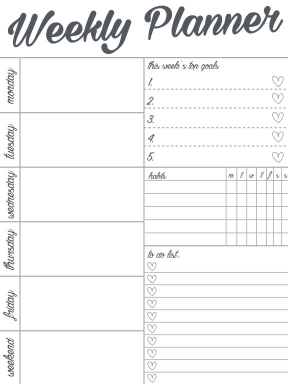 Weekly Planner Free Template Weekly Planner Free Planner Pages Weekly Planner Printable