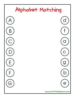 Letter Matching Printables Over The Big Moon Alphabet Worksheets Preschool Preschool Worksheets Kindergarten Worksheets