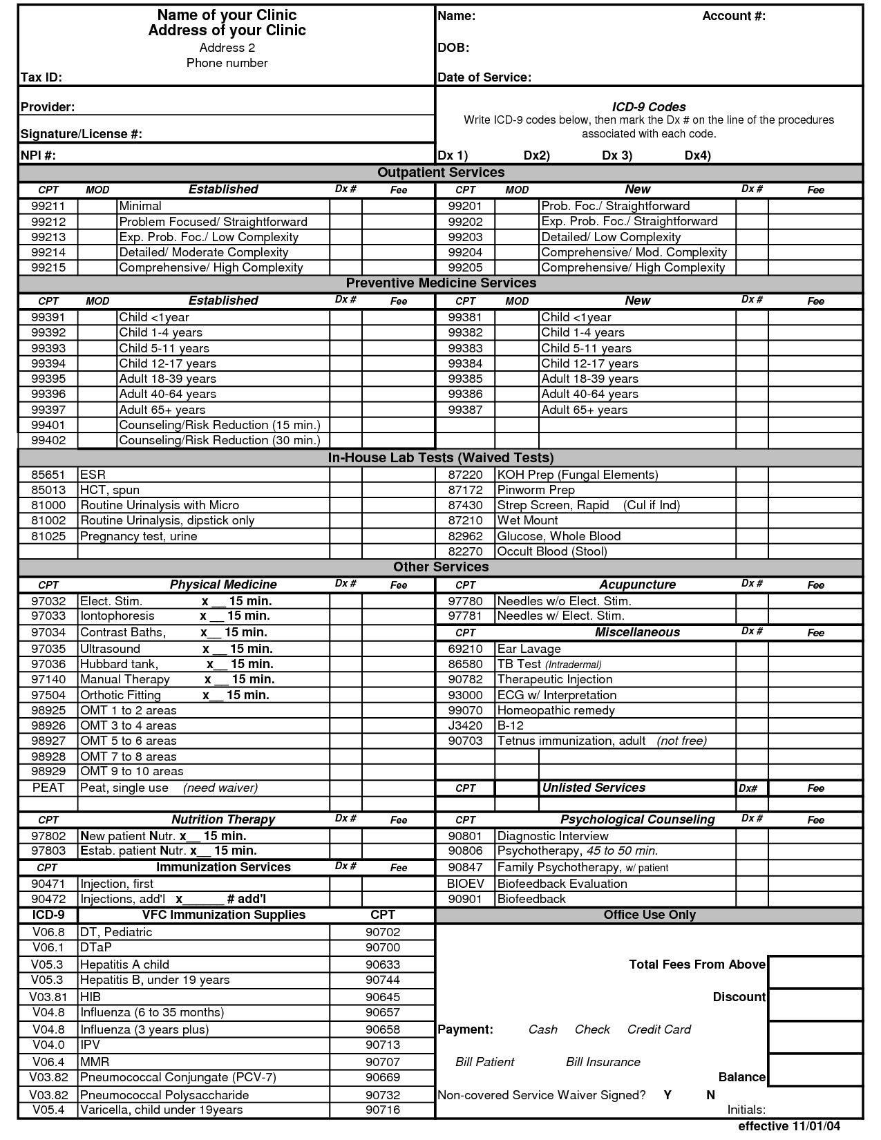 Physical Therapy Superbill Template Standard Operating Procedure Template Templates Medical