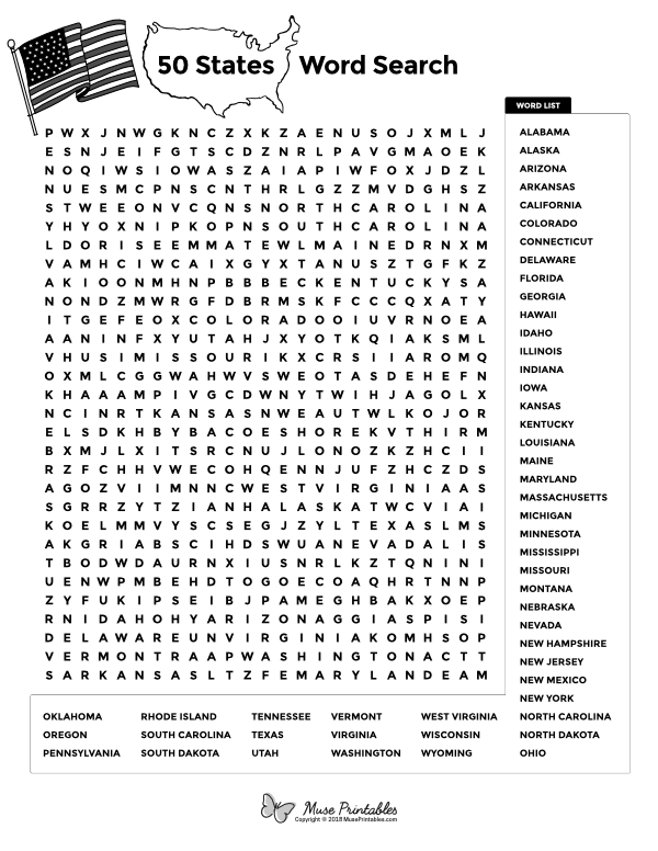 Free Printable Word Search For All 50 States In The United States Download It At Https M Word Puzzles For Kids Free Printable Word Searches Kids Word Search